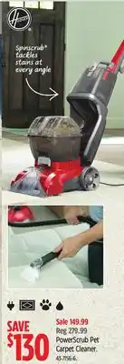 Canadian Tire Hoover powerscrub pet carpet cleaner offer