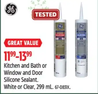 Canadian Tire Ge kitchen and bath or window and door silicone sealant offer