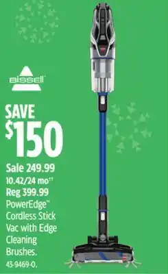 Canadian Tire Bissell poweredge cordless stick vac with edge cleaning brushes offer