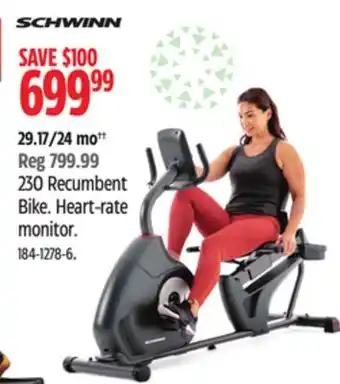 Canadian Tire Schwinn 230 recumbent bike offer