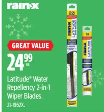 Canadian Tire Rain-x latitude water repellency 2-in-1 wiper blades offer