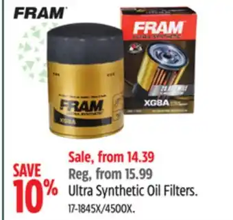 Canadian Tire Fram ultrasynthetic oil filters offer