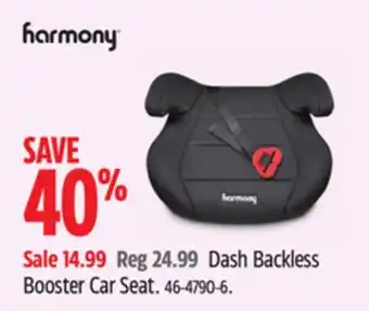 Canadian Tire Harmony dash backless booster car seat offer