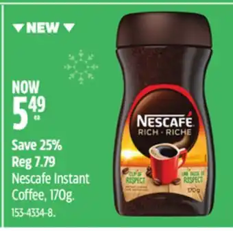 Canadian Tire Nescafe instant coffee, 170g offer