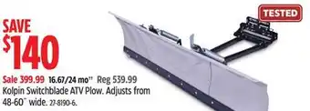 Canadian Tire Kolpin switchblade atv plow offer