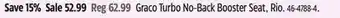 Canadian Tire Graco turbo no-back booster seat rio offer