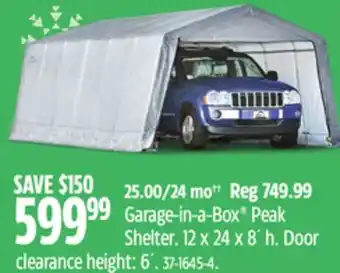 Canadian Tire Shelter logic garage-in-a-box peak shelter offer