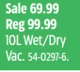 Canadian Tire Mastervac 10l wet/dry vac offer