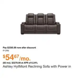 Ashley Furniture Ashley hyllmont reclining sofa with power in grey, fabric offer