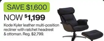 Kode kyler leather multi-position recliner with ratchet headrest & ottoman