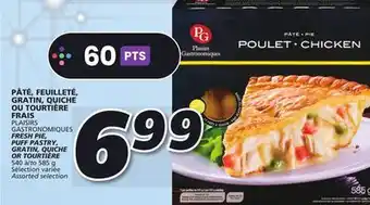IGA Plaisirs gastronomiques fresh pie, puff pastry, gratin, quiche or tourtière offer