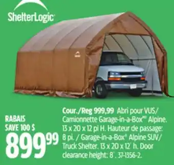 Canadian Tire Shelterlogic garage-in-a-box alpine suv/ truck shelter offer