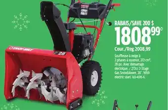 Canadian Tire Troy-bilt 272cc 2-stage gas snowblower, 28˝ offer