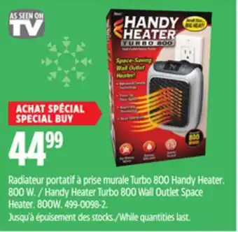 Canadian Tire As seen on tv handy heater turbo 800 wall outlet space heater offer