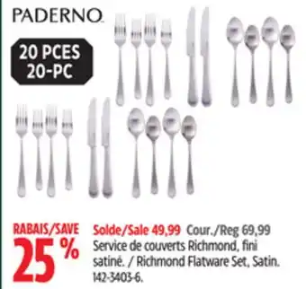 Canadian Tire Paderno richmond flatware set, satin offer
