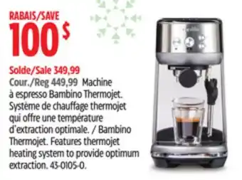 Canadian Tire Breville bambino thermojet offer
