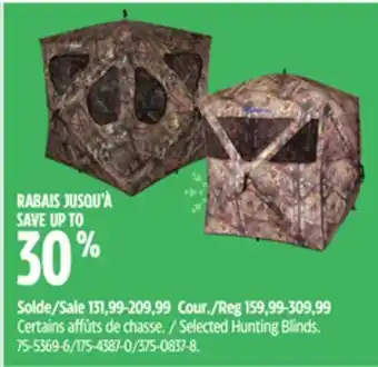 Canadian Tire Selected hunting blinds offer