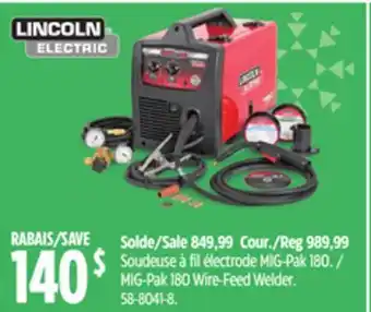 Canadian Tire Lincoln electric mig-pak 180 wire-feed welder offer