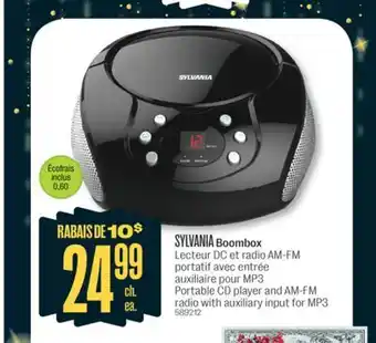 Jean Coutu Sylvania boombox portable cd player and am-fm radio with auxiliary input for mp3 offer