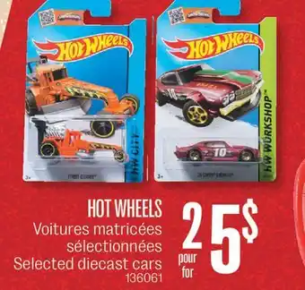 Jean Coutu Hot wheels selected diecast cars offer