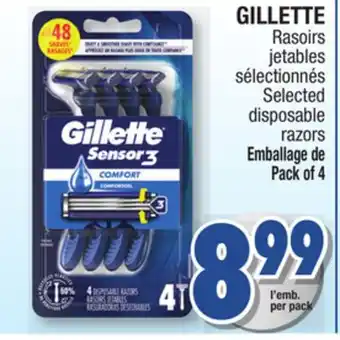 Jean Coutu Gillette selected disposable razors offer
