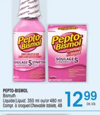 Uniprix Pepto-bismol bismuth liquide/liquid, compr. à croquer/chewable tablets offer