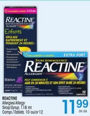 Uniprix Reactine allergies/allergy, sirop/syrup, compr./tablets offer