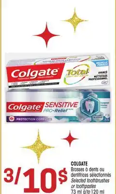 Uniprix Colgate brosses à dents ou dentifrices sélectionnés/selected toothbrushes or toothpastes offer