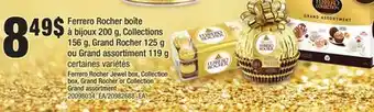 Provigo Ferrero rocher boîte à bijoux 200 g, collections 156 g, grand rocher, 125 g ou grand assortiment, 119 g offer