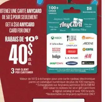 Jean Coutu Get a $50 anycard card for only offer