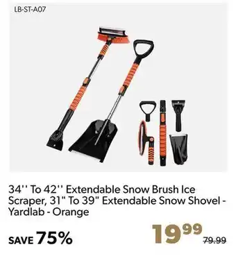 Shopper+ 34'' to 42'' extendable snow brush ice scraper, 31 to 39 extendable snow shovel - yardlab - orange offer
