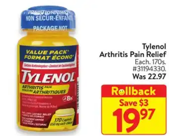 Walmart Tylenol arthritis pain relief offer