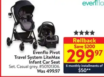Walmart Evenflo pivot travel system litemax infant car seat offer