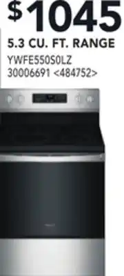Lowe's Kitchenaid 5.3 cu ft. range offer