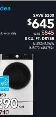 Lowe's Midea 8 cu ft. dryer offer