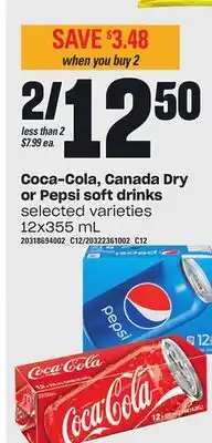 Independent Grocer Coca-cola, canada dry or pepsi soft drinks, 12x355 ml offer