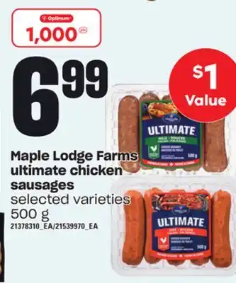Independent Grocer Maple lodge farms ultimate chicken sausages, 500 g offer