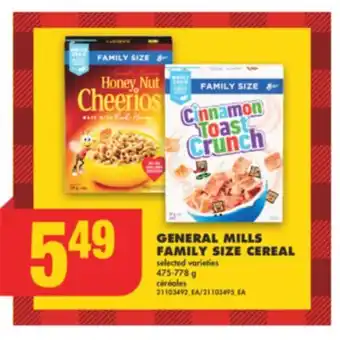 No Frills General mills family size cereal, 475-778 g offer