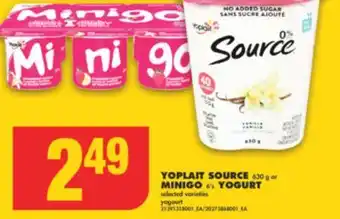 No Frills Yoplait source, 630 g or minigo, 6's yogurt offer