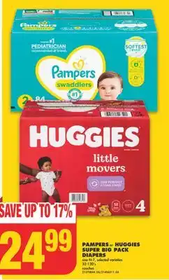 No Frills Pampers or huggies super big pack diapers, 32-120's offer