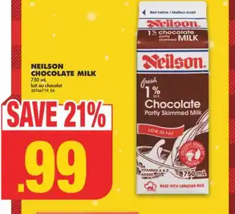 No Frills Neilson chocolate milk, 750 ml offer