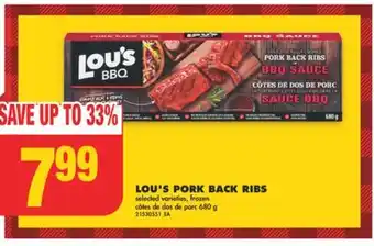 No Frills Lou's pork back ribs, 680 g offer