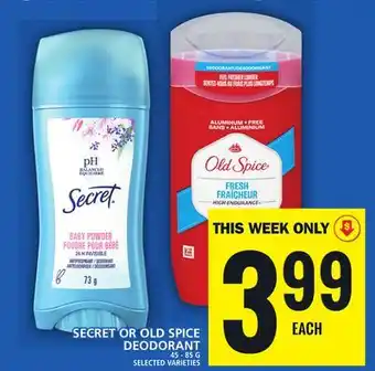 Food Basics Secret or old spice deodorant offer