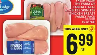Food Basics Fresh from the farm or zabiha halal boneless skinless chicken breast family pack offer