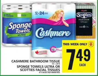 Food Basics Cashmere bathroom tissue or sponge towels ultra or scotties facial tissues offer