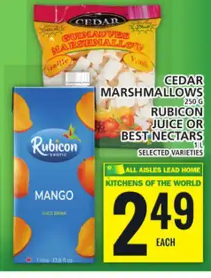 Food Basics Cedar marshmallows or rubicon juice or best nectars offer
