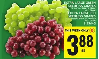 Food Basics Extra large green seedless grapes or extra large red seedless grapes offer