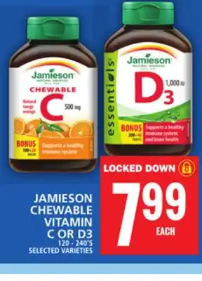 Food Basics Jamieson chewable vitamin c or d3 offer