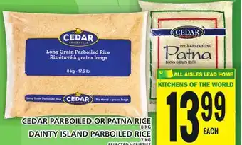 Food Basics Cedar parboiled or patna rice or dainty island parboiled rice offer