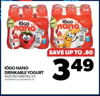 Real Canadian Superstore Iögo nano drinkable yogurt, 6's offer